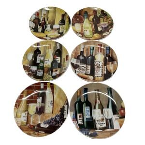 Ron King Santa Barbara Ceramic Design Appetizer Dessert Canape Plates Wine Theme